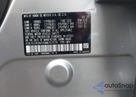 2021 Honda Hr-V Awd Lx from USA, damaged, VIN 3CZRU6H30MM707576